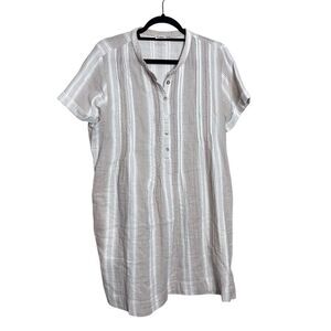 Faherty Striped Cream and Gray Dress